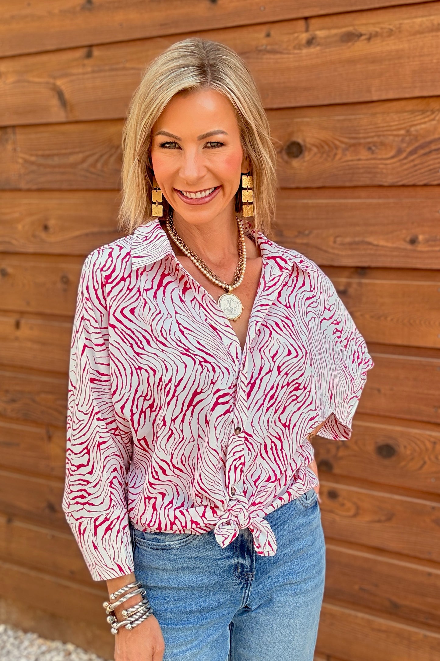 Printed Button Down Top