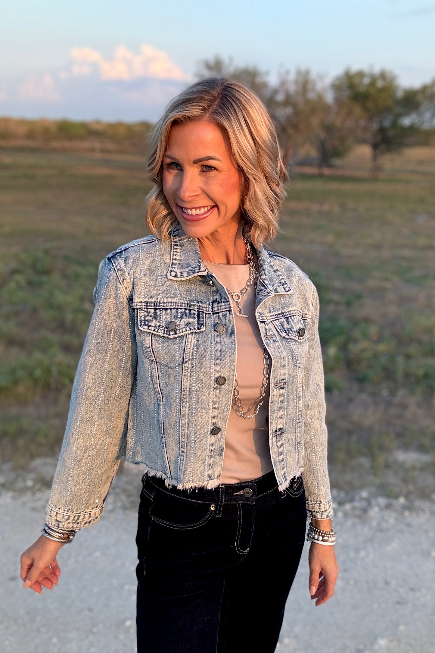 The Stella Rhinestone Denim Jacket