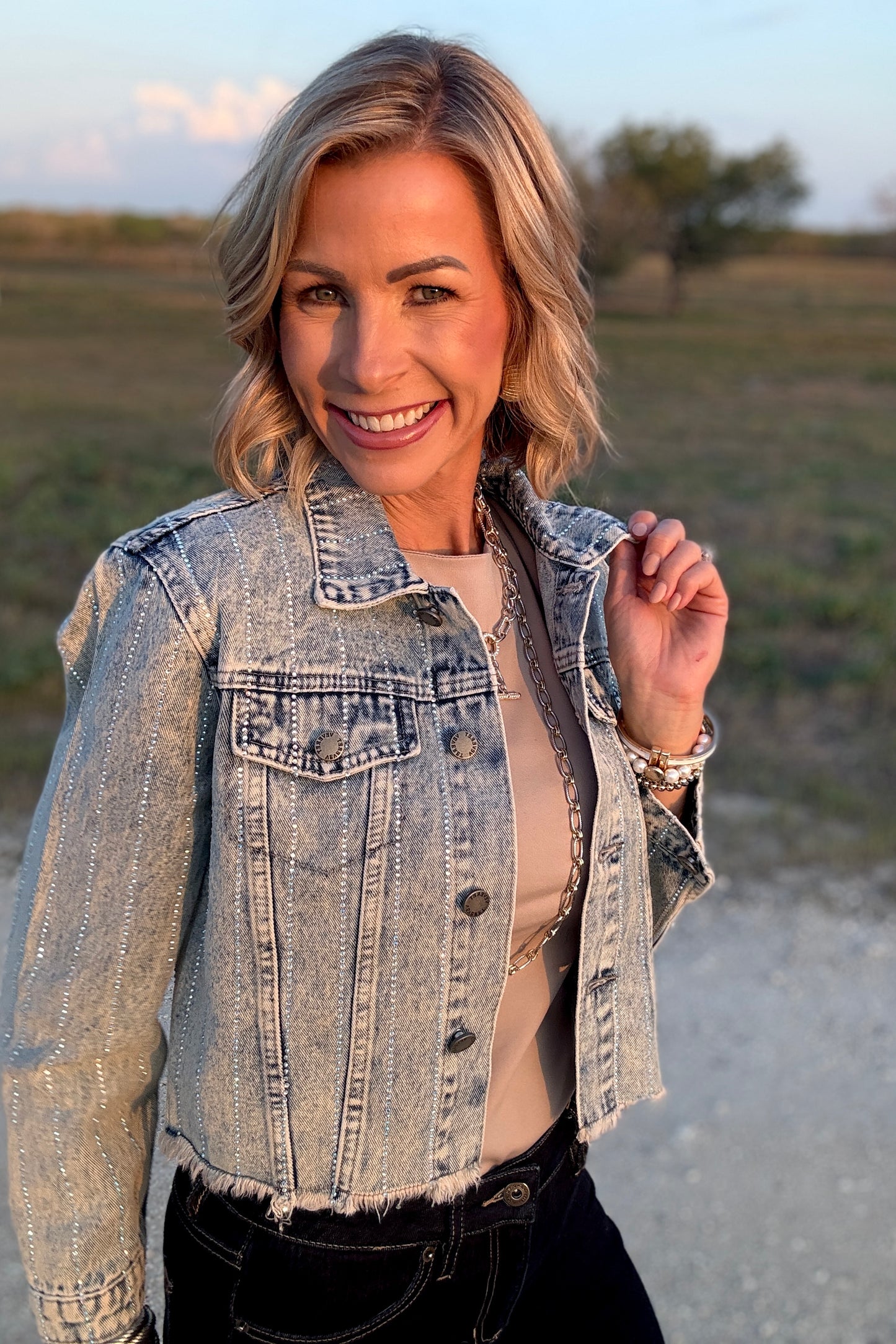 The Stella Rhinestone Denim Jacket