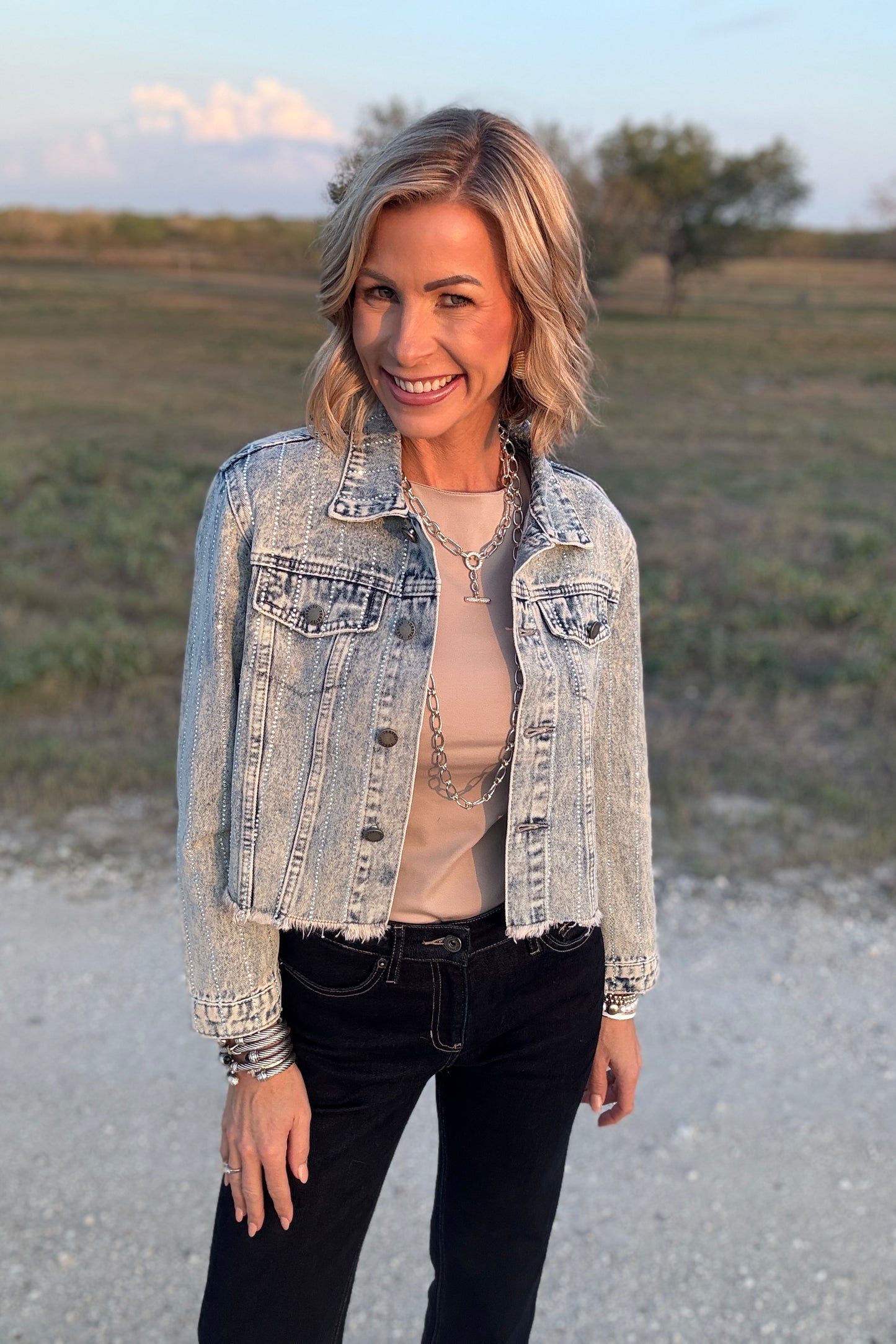 The Stella Rhinestone Denim Jacket