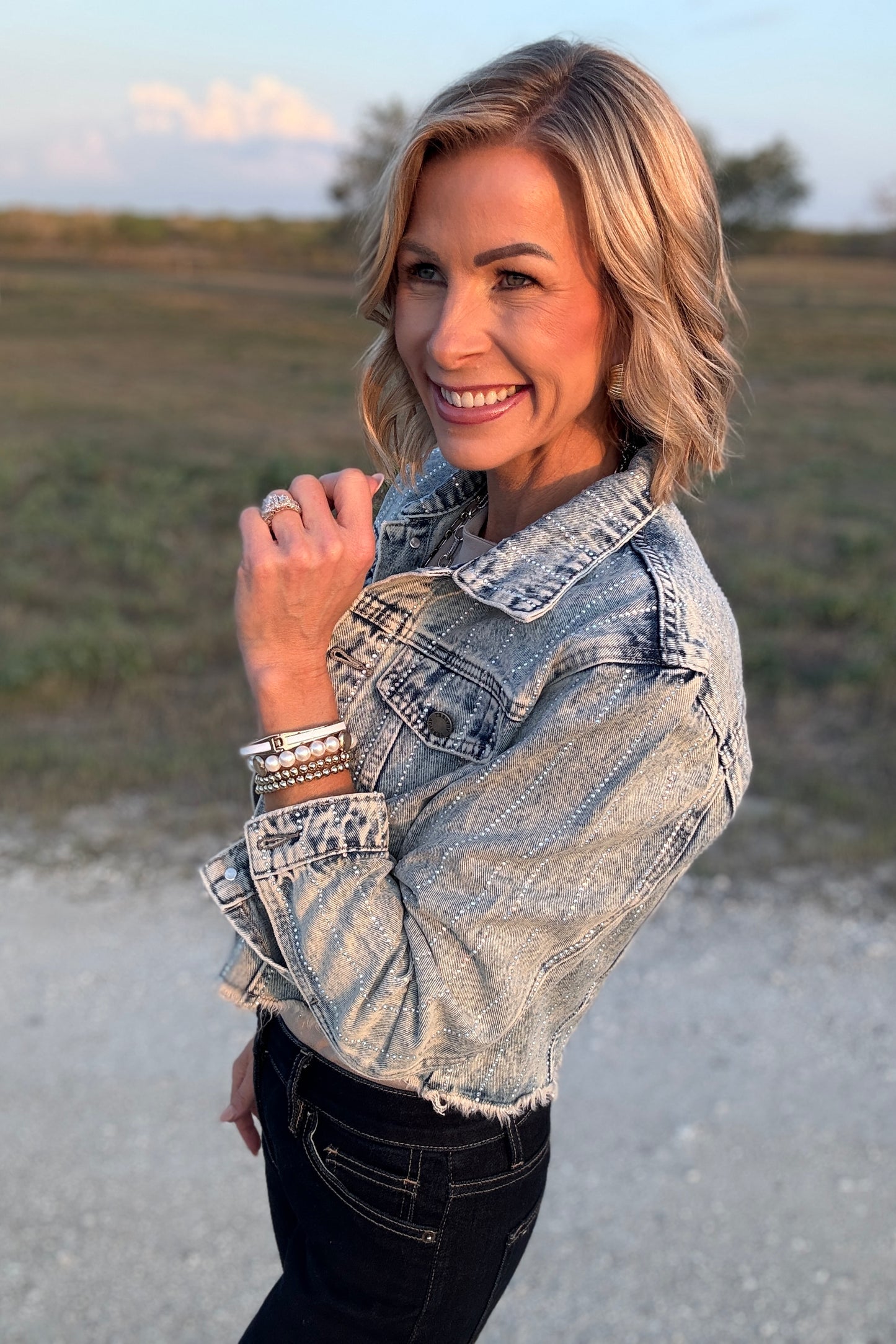The Stella Rhinestone Denim Jacket