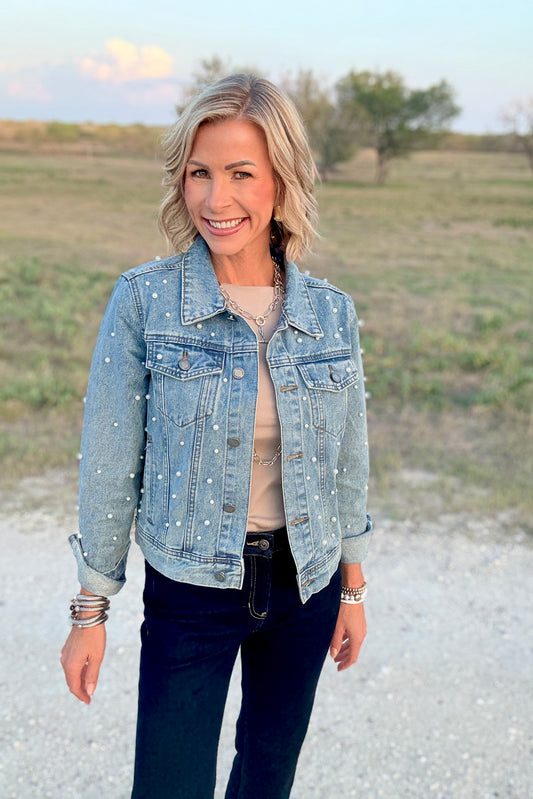 All Over Pearl Denim Jacket