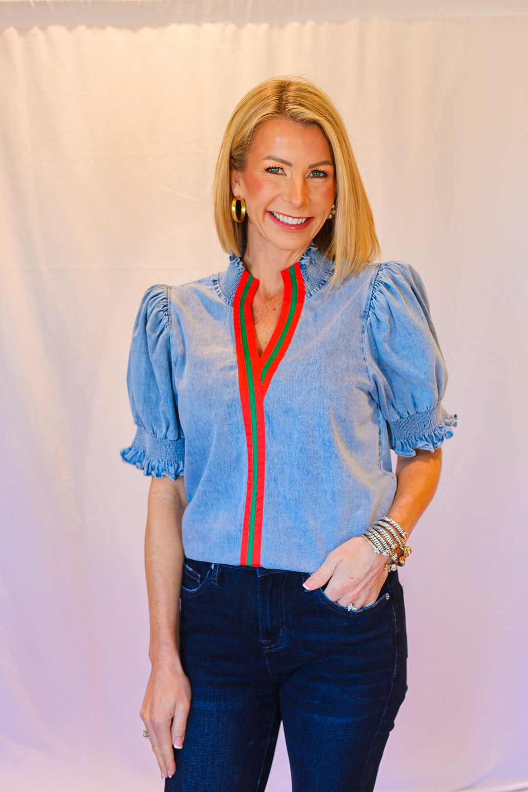 The Denim Ribbon Top