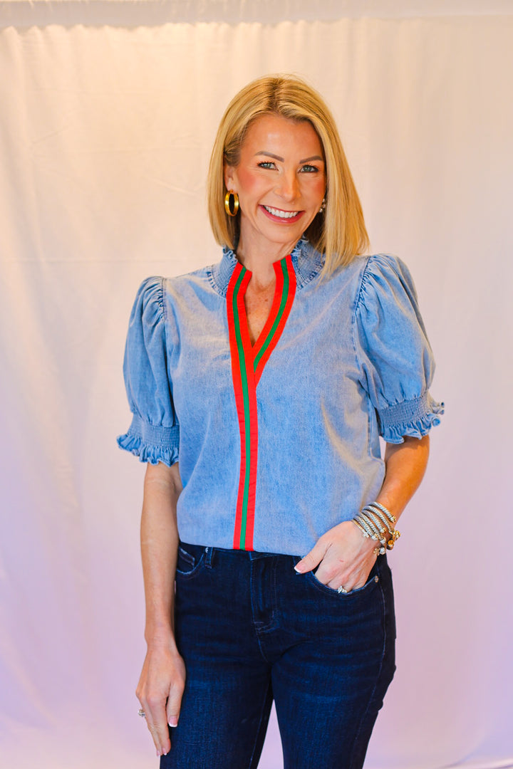 The Denim Ribbon Top