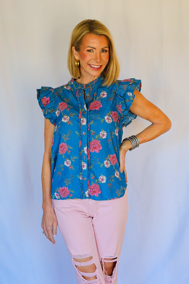 The Prairie Bloom Denim Top