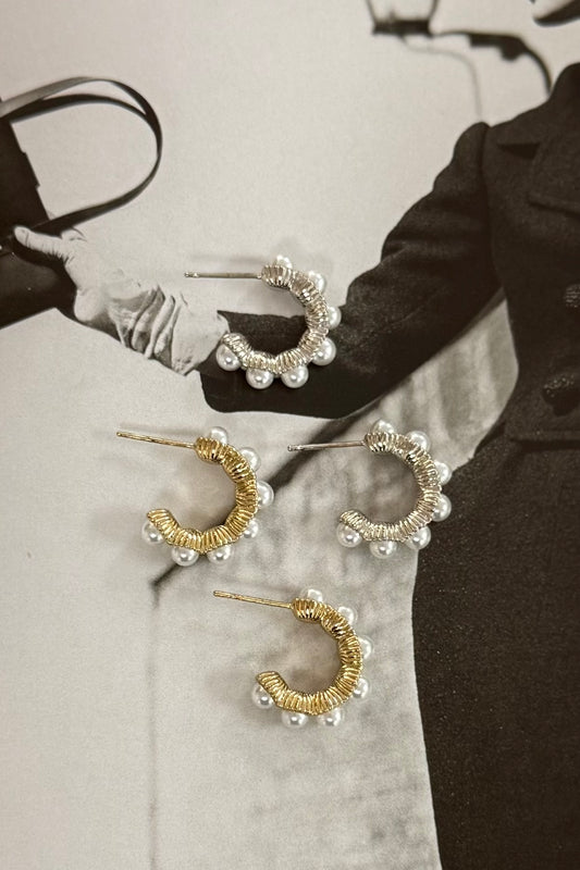 14K Gold Dipped Designer Inspired Pearl Hoops