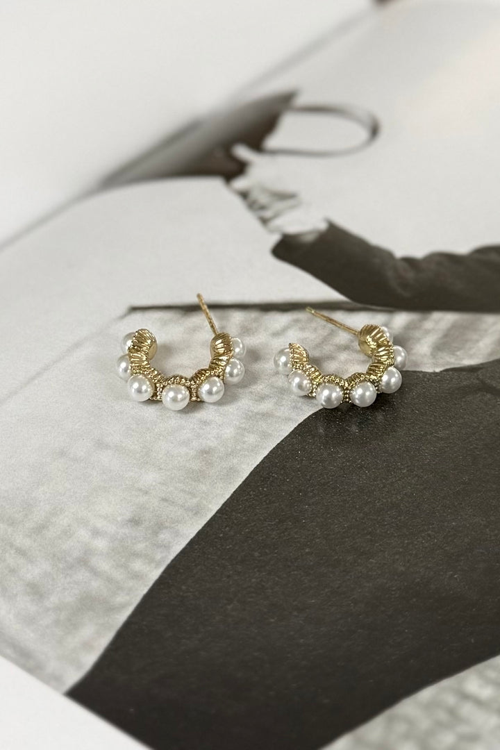 14K Gold Dipped Designer Inspired Pearl Hoops