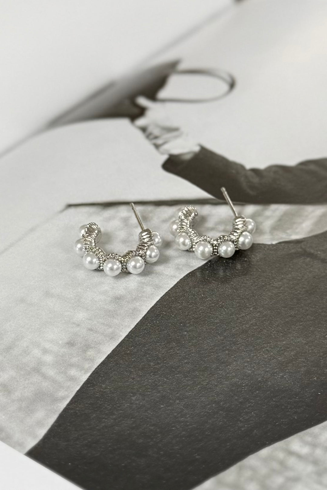 14K Gold Dipped Designer Inspired Pearl Hoops