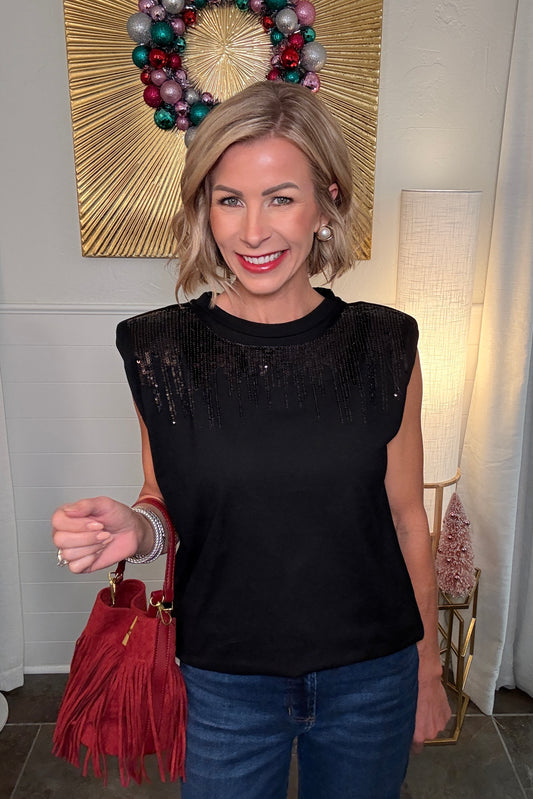 The Cascade Sequin Top