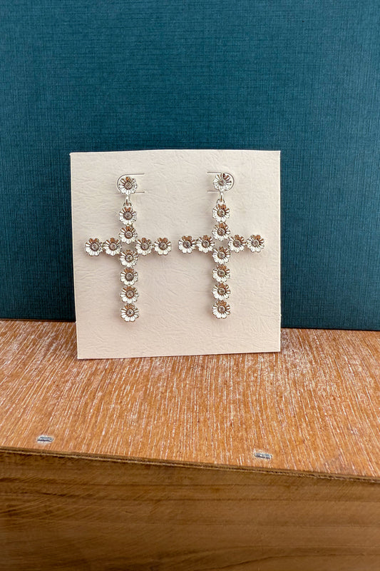 The Everlasting Bloom Cross Earrings