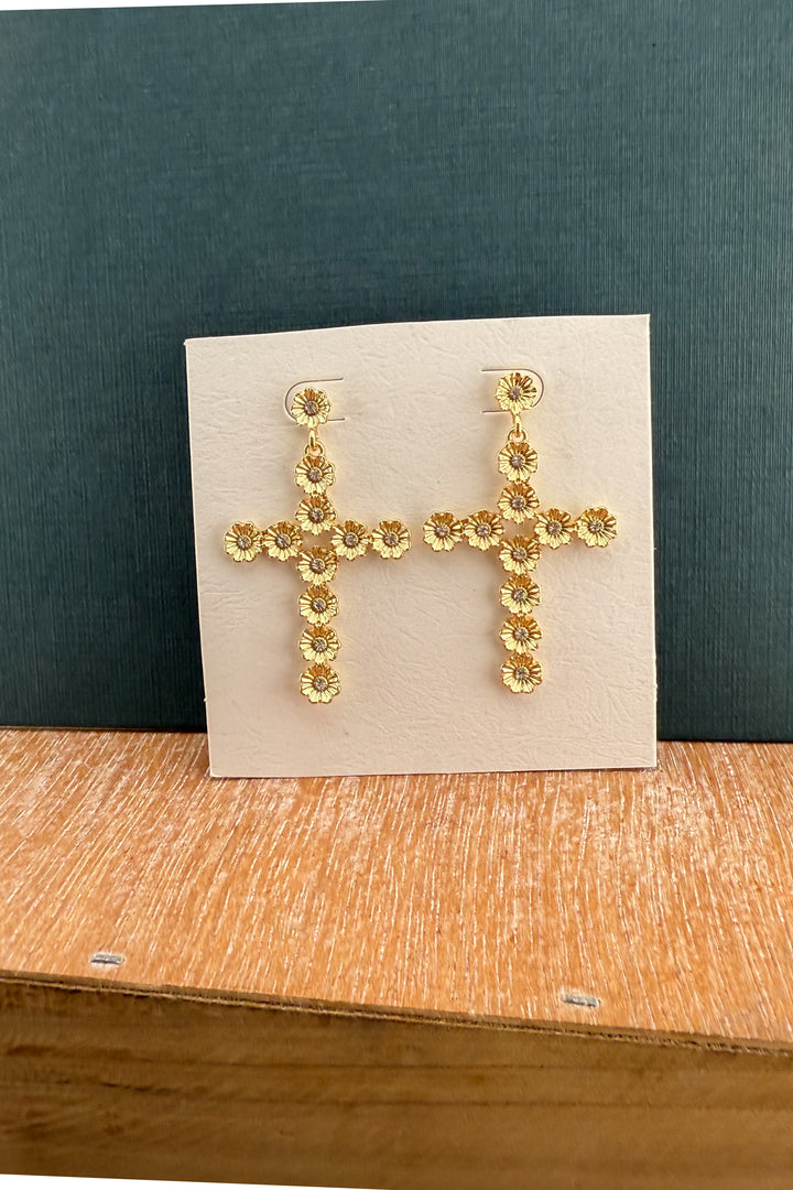 The Everlasting Bloom Cross Earrings