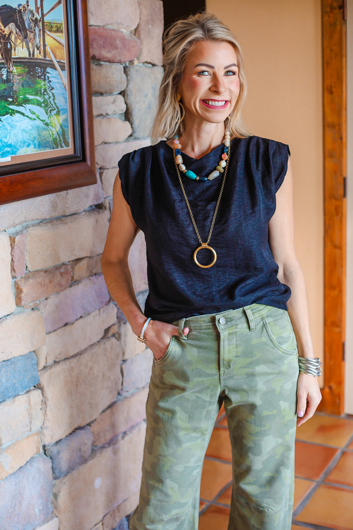 The Seraphine Drape Top – Black