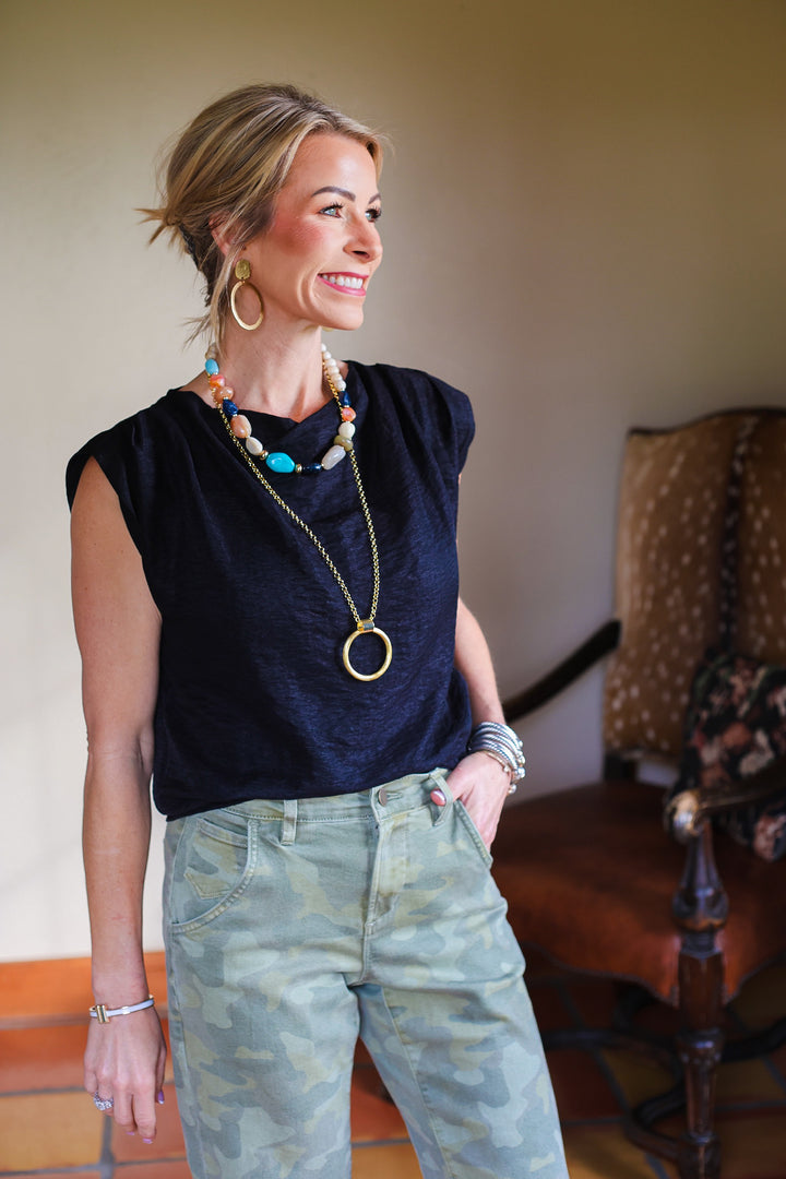 The Seraphine Drape Top – Black