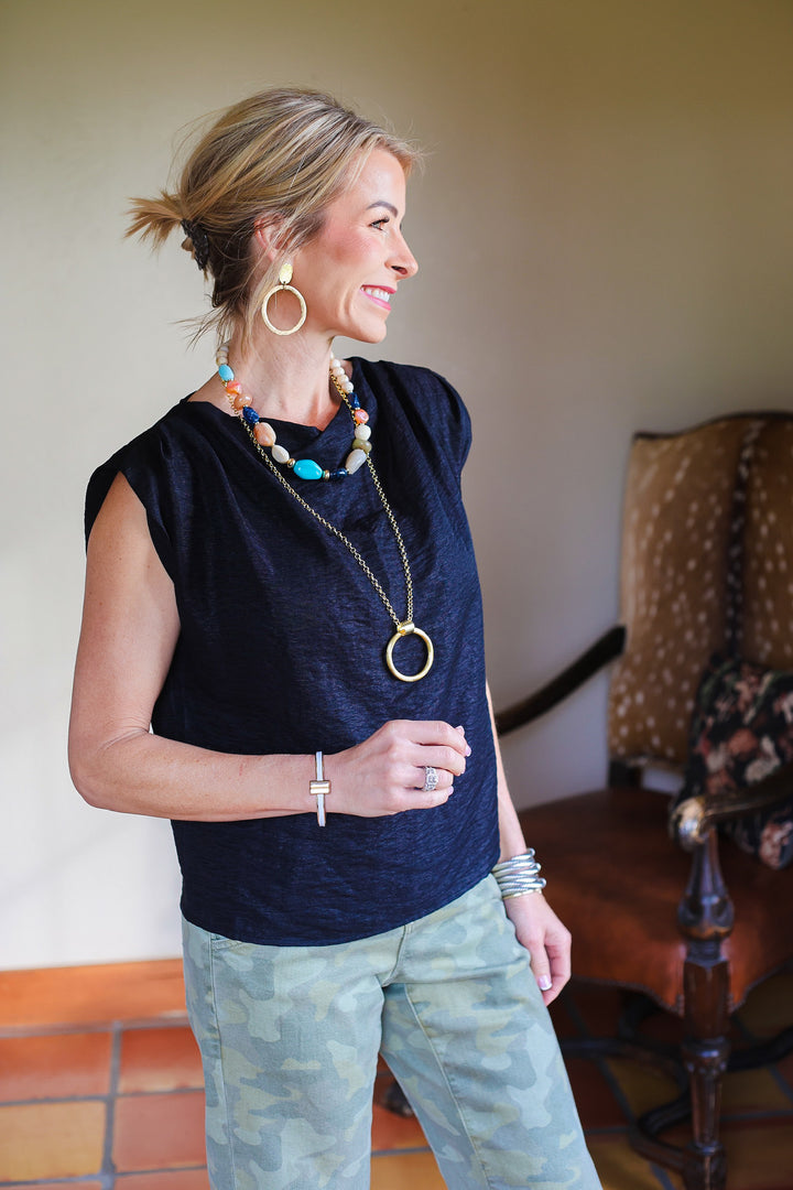 The Seraphine Drape Top – Black