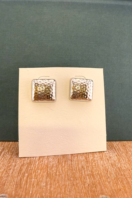 The 14K Hammered Square Studs