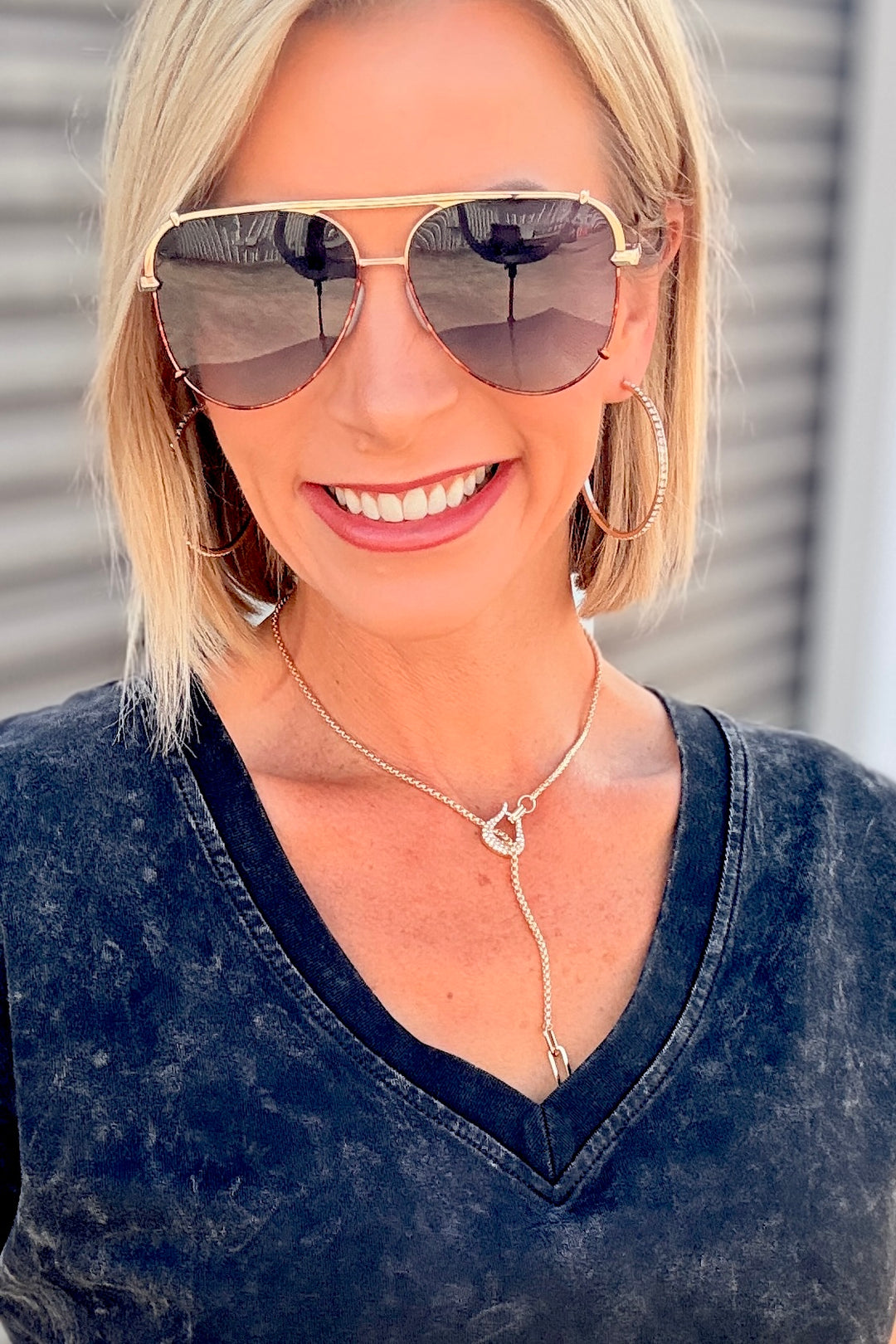 The Luxe Gold Lariat Metal Bit Necklace
