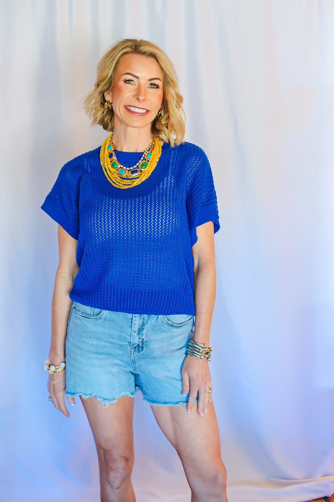 The Open Knit Top – Cobalt
