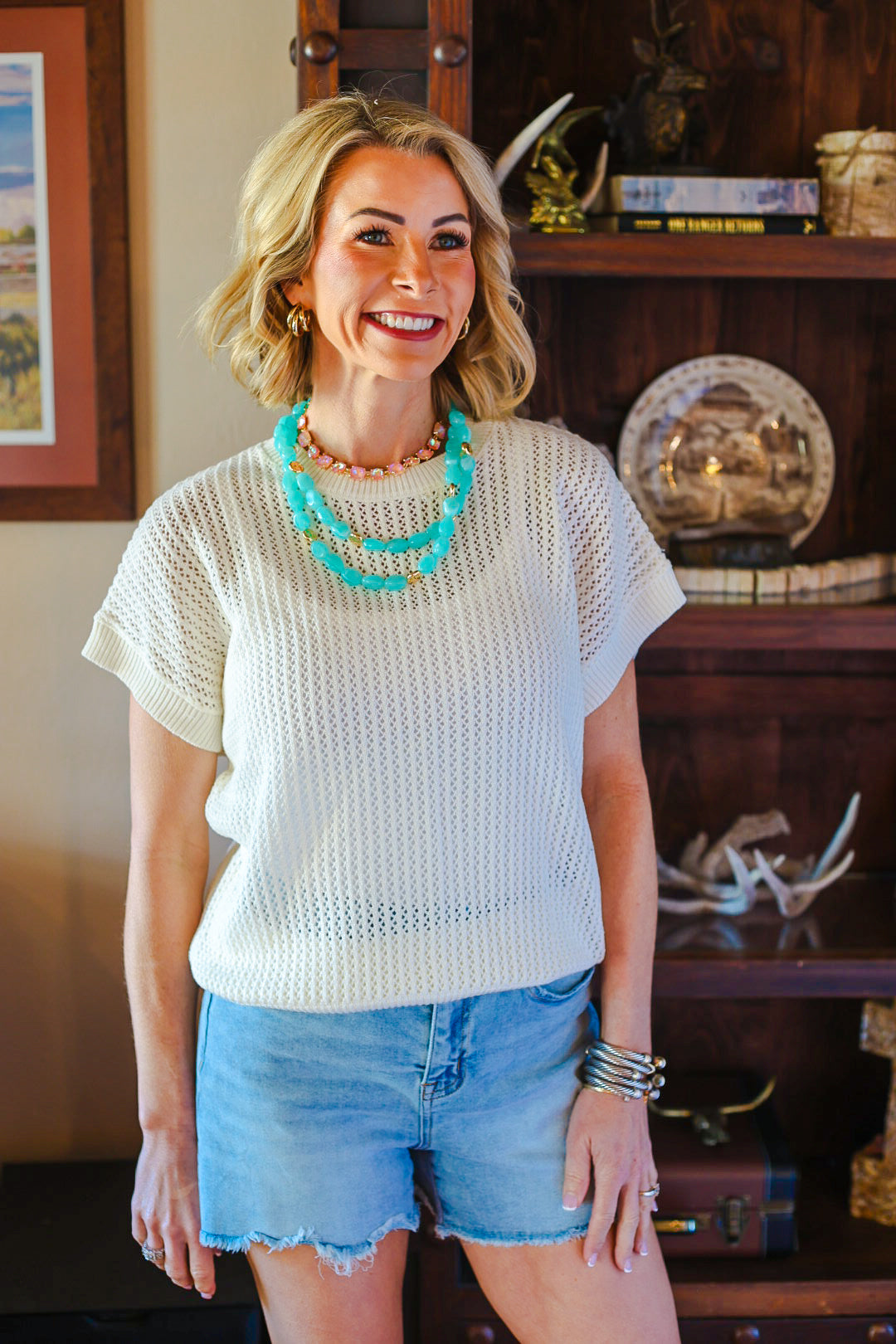 The Open Knit Top – Cream