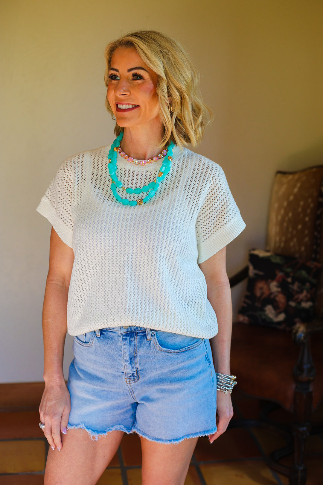 The Open Knit Top – Cream