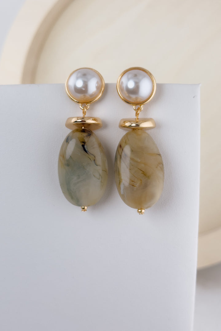 The Clara Marbled Stone Drop Earrings