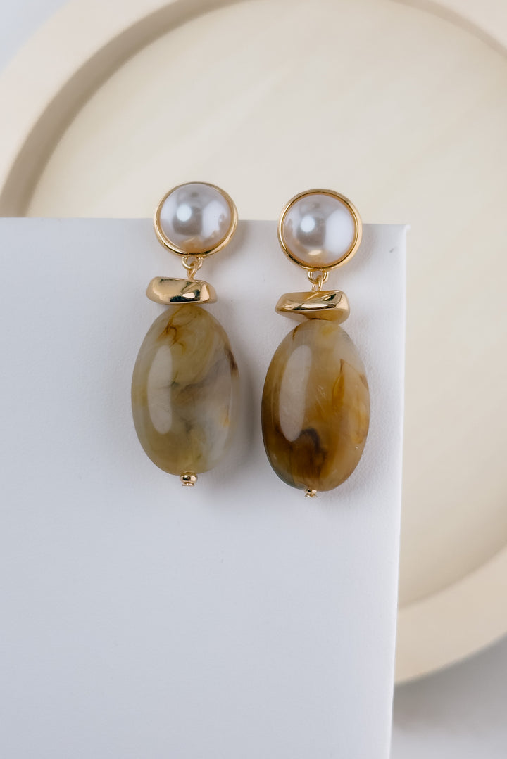 The Clara Marbled Stone Drop Earrings