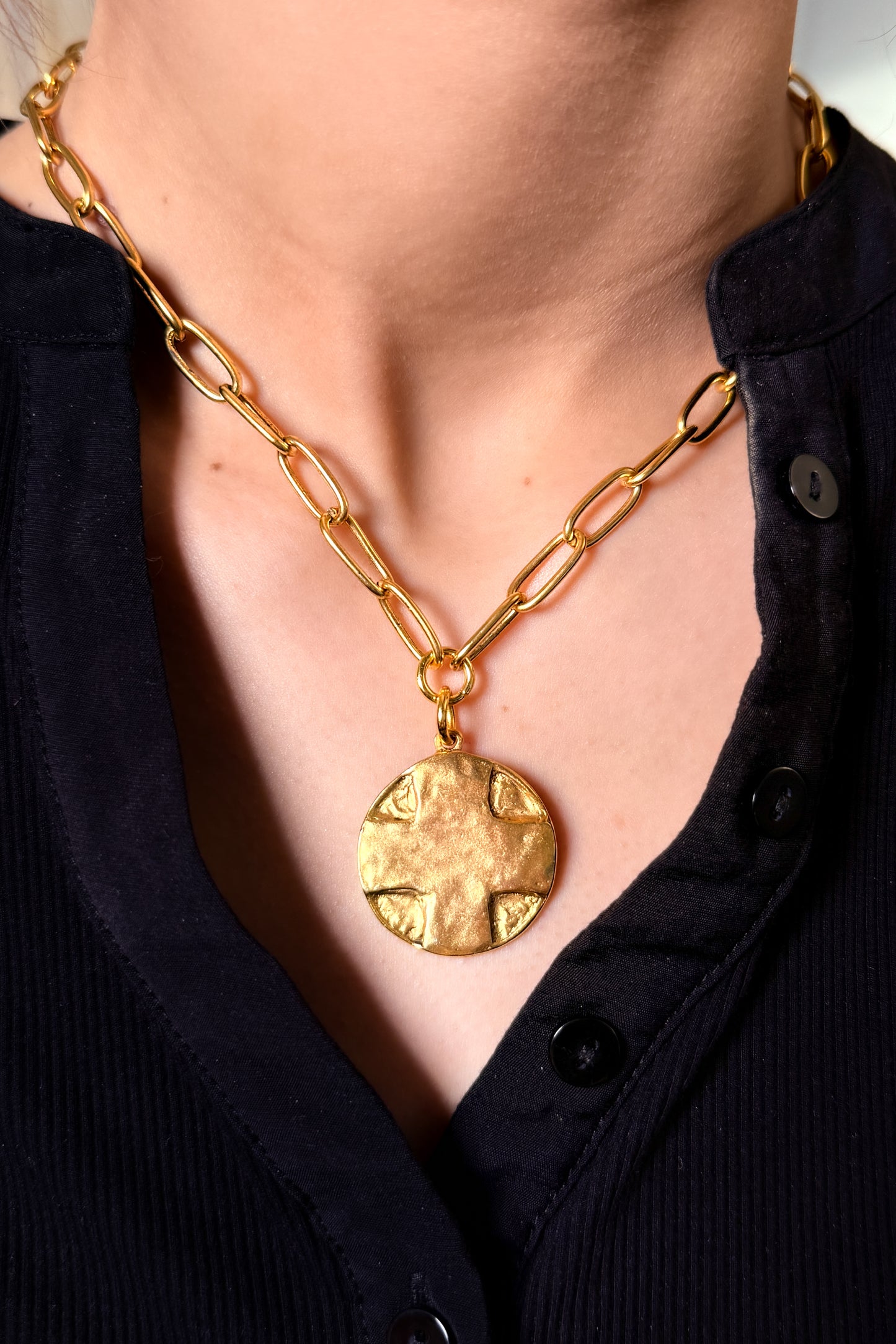 The Paperclip Cross Medallion Necklace