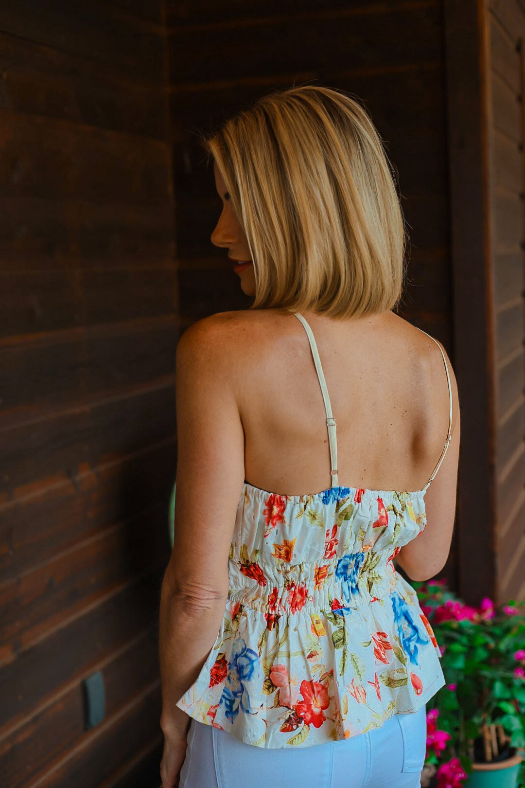 The Garden Party Smocked Top – Ivory Multi