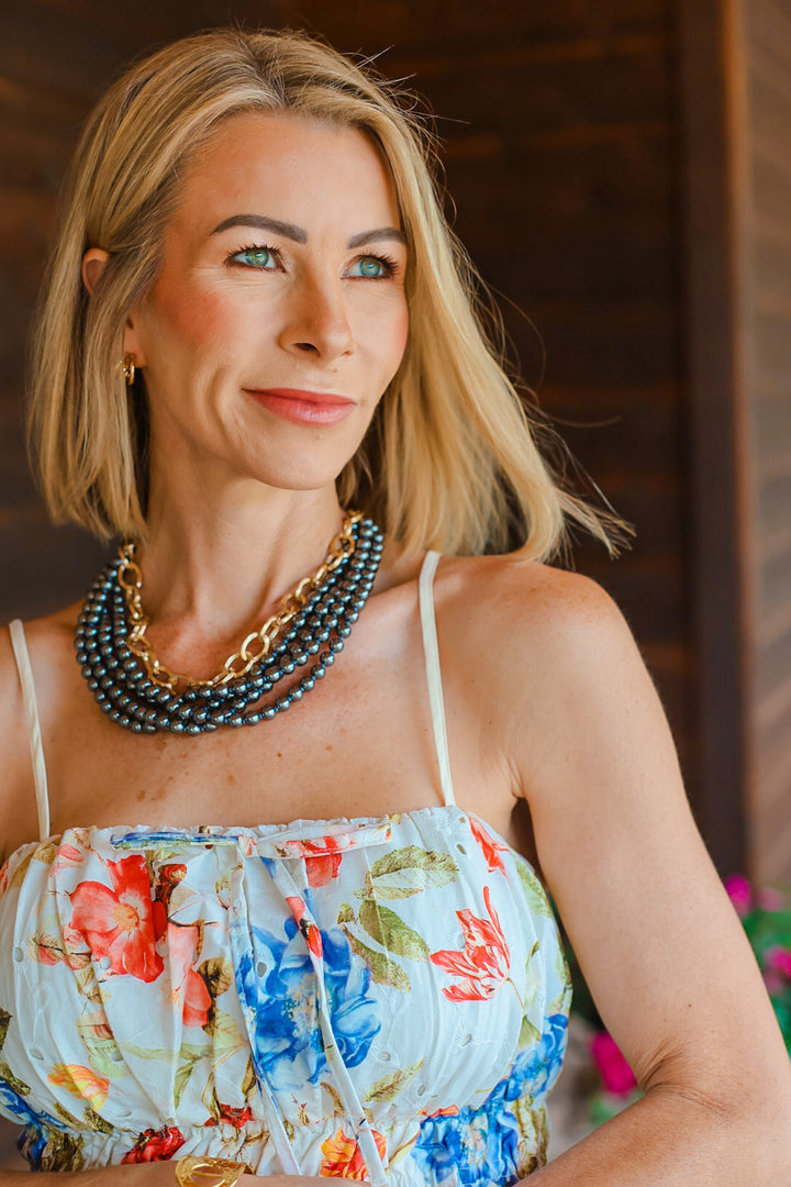 The Garden Party Smocked Top – Ivory Multi