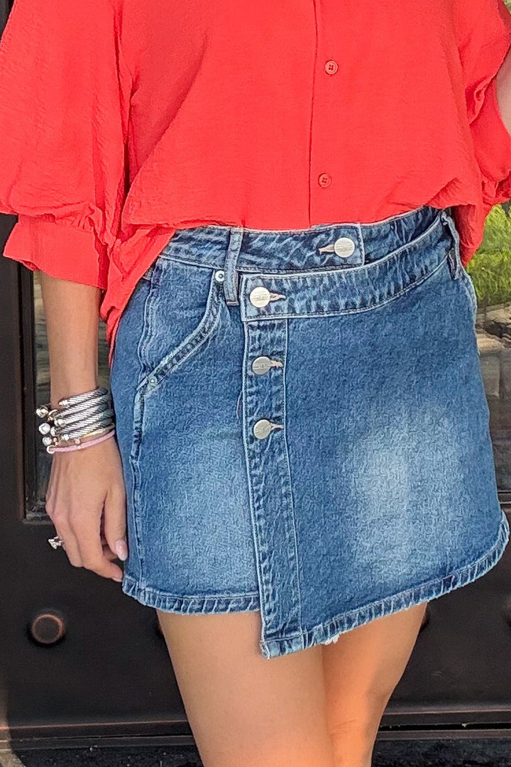 Mica High Rise Wrap Mini Skirt