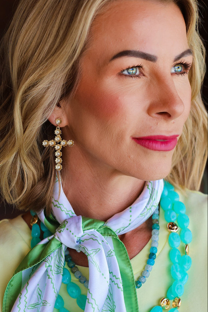 The Everlasting Bloom Cross Earrings