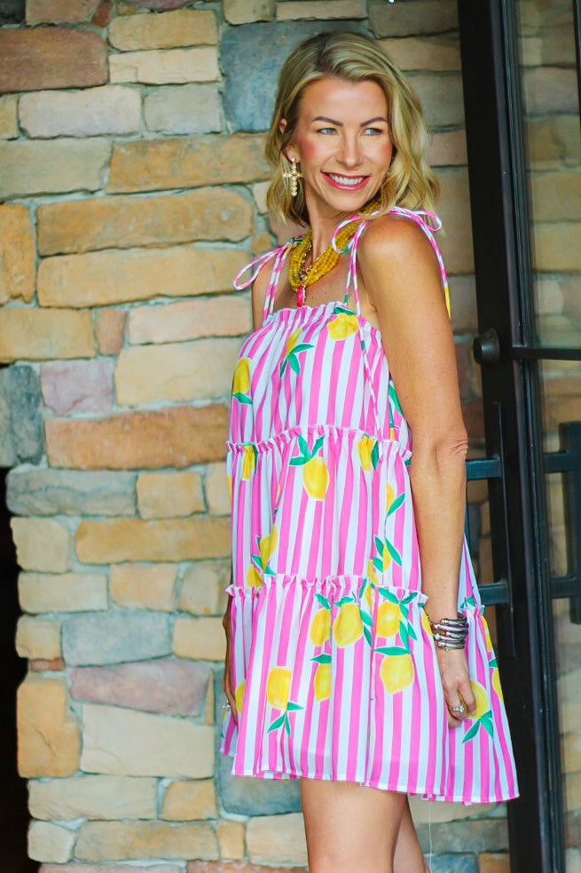 The Lemon Drop Tiered Mini Dress
