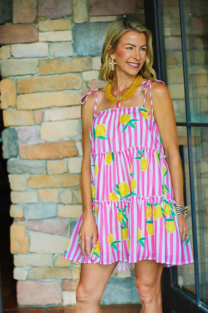 The Lemon Drop Tiered Mini Dress
