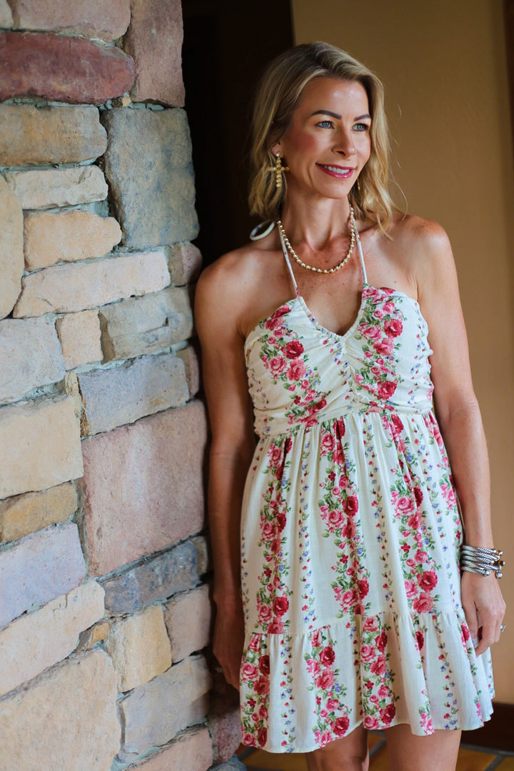 The Sweet Meadow Halter Dress – Floral