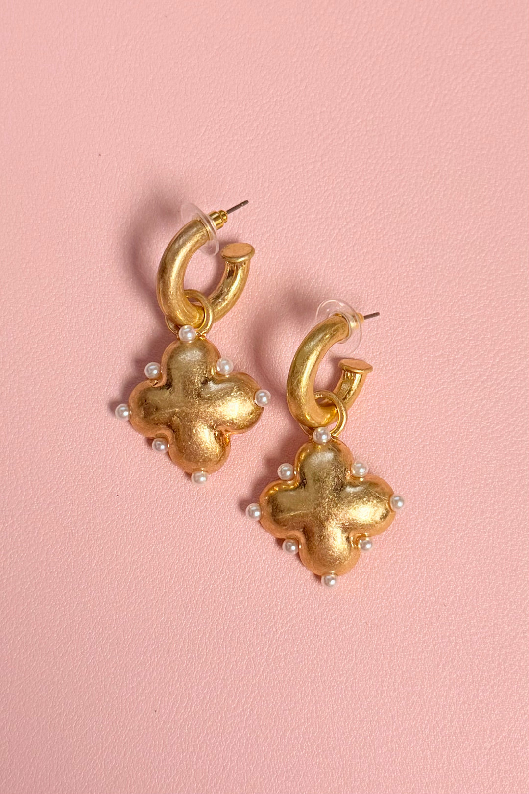 Garden Party Hoop Pearl Cross Dangles