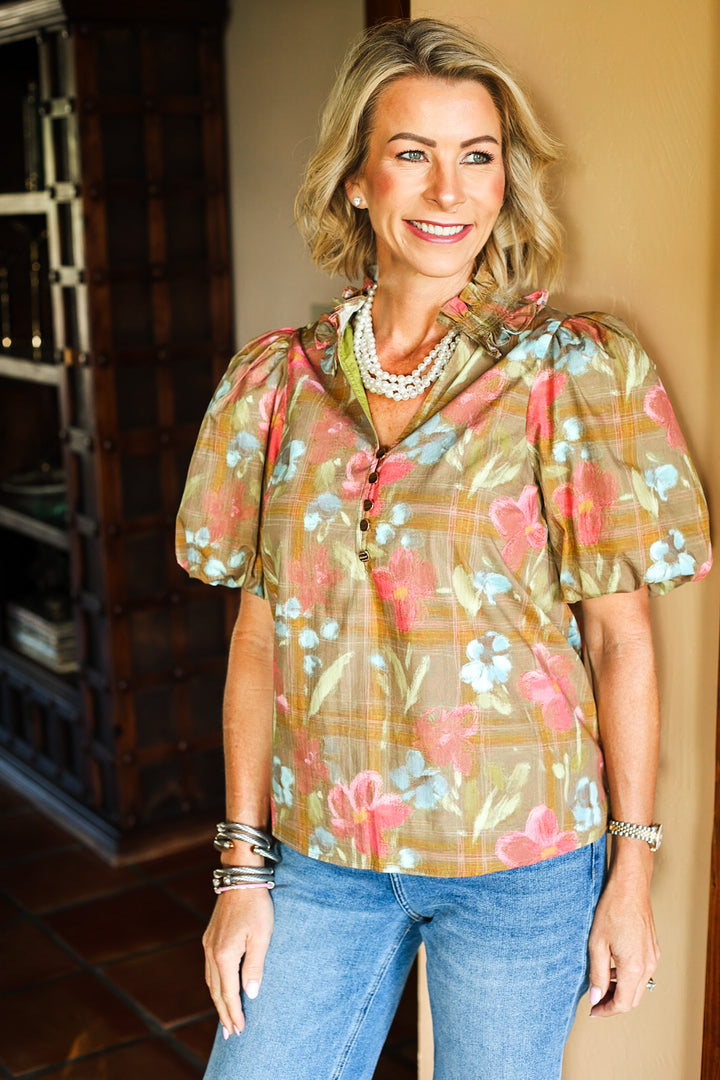 The Winslow Floral Cotton Puff Sleeve Top