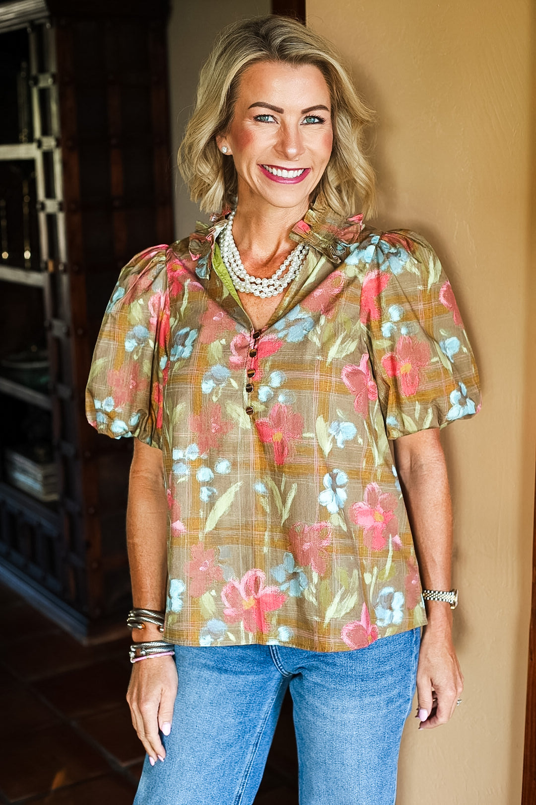 The Winslow Floral Cotton Puff Sleeve Top