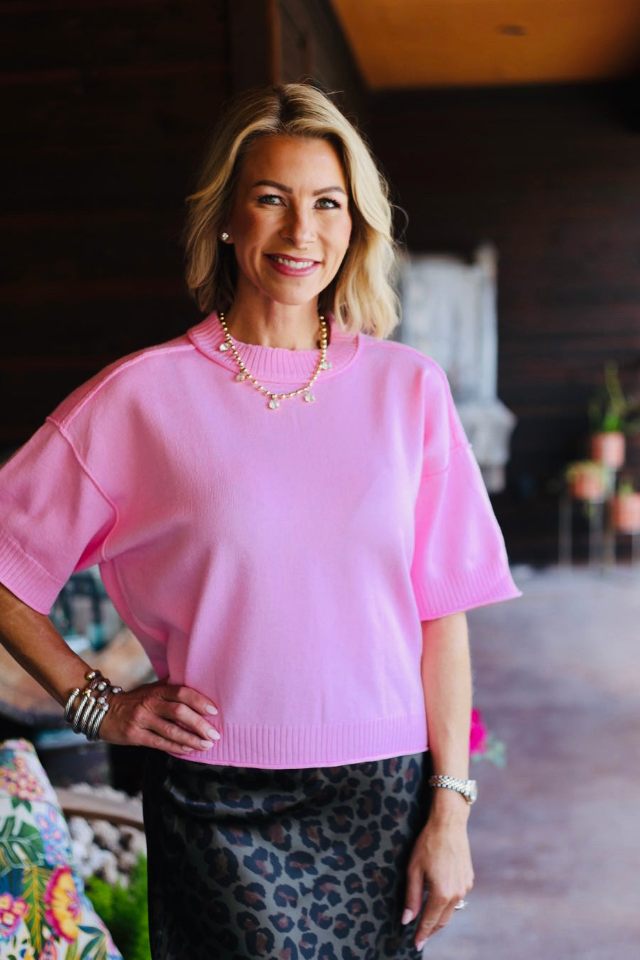 The Sutton Elbow Sleeve Sweater – Pink