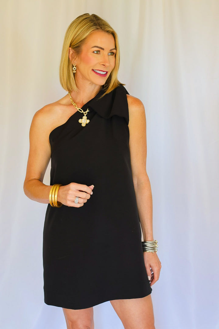 The Harper Bow Mini Dress – Black