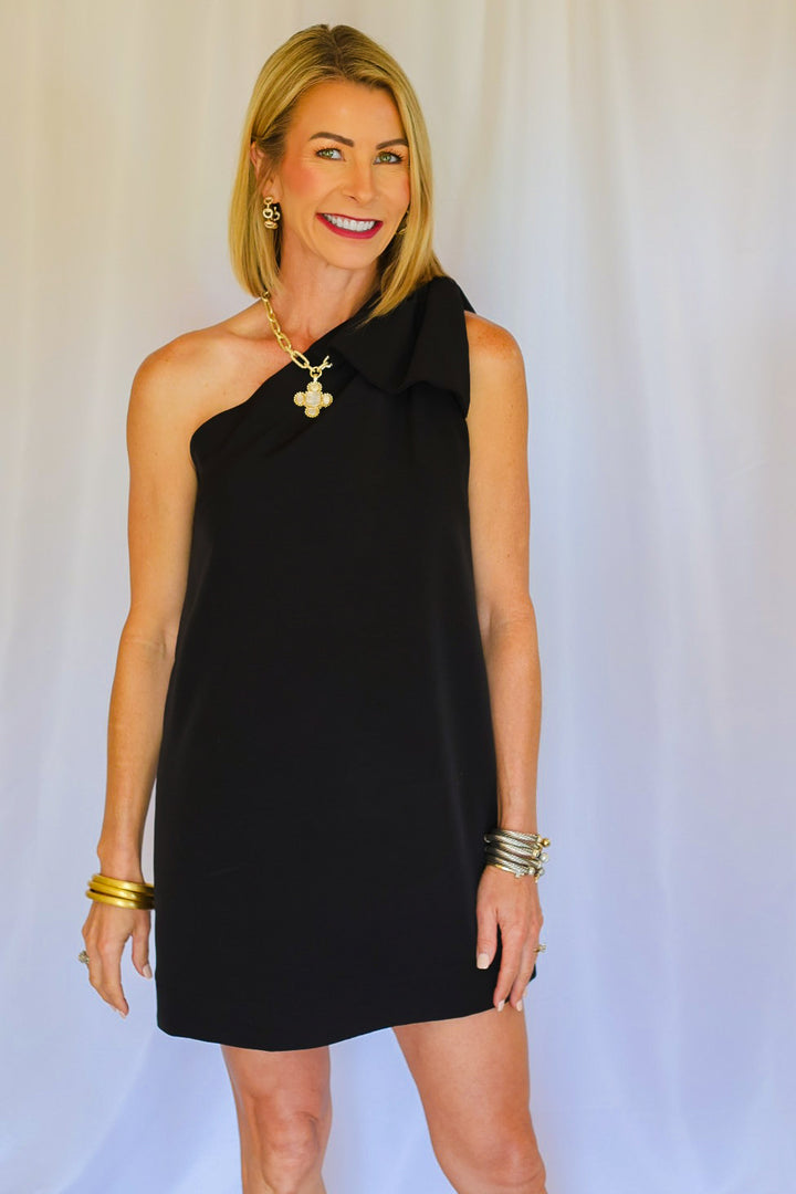 The Harper Bow Mini Dress – Black
