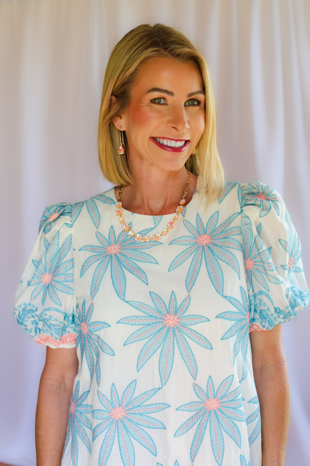 Coastal Bloom Embroidered Dress