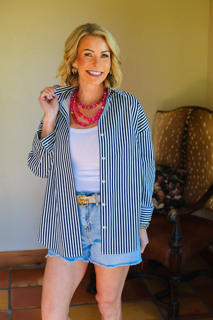 The Bayside Stripe Shirt – Navy