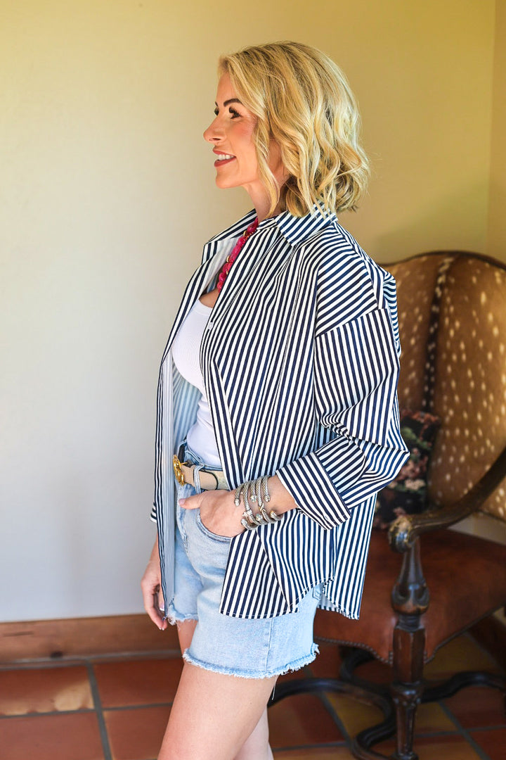 The Bayside Stripe Shirt – Navy