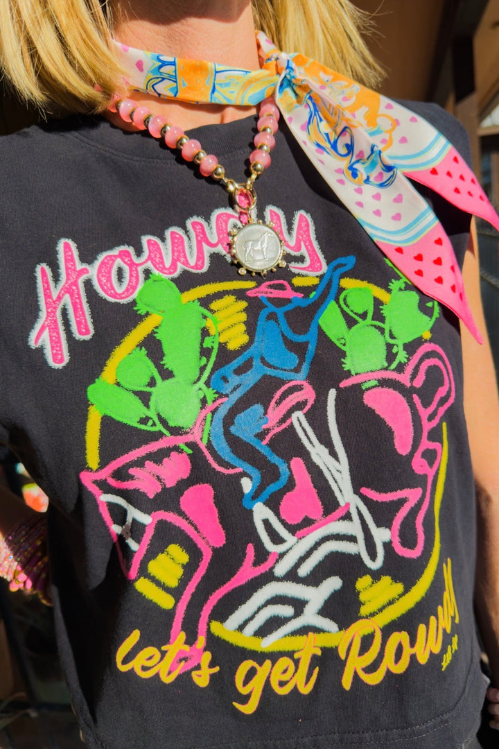 The Neon Rodeo Graphic Muscle Tee – Black