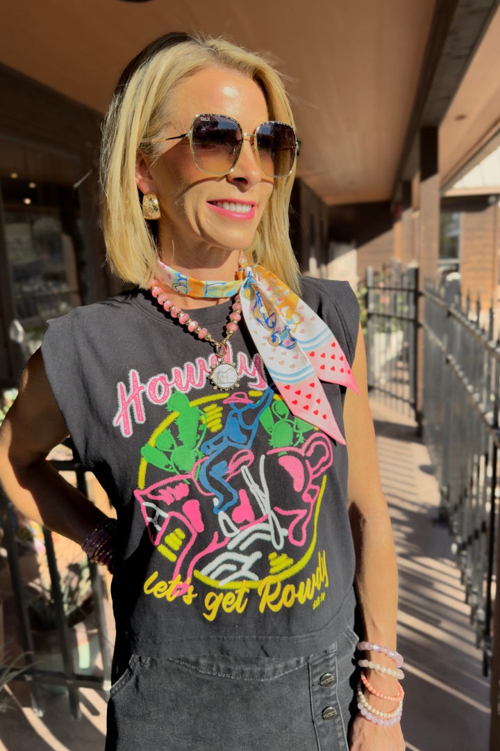 The Neon Rodeo Graphic Muscle Tee – Black