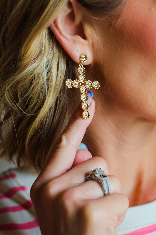 The Everlasting Bloom Cross Earrings