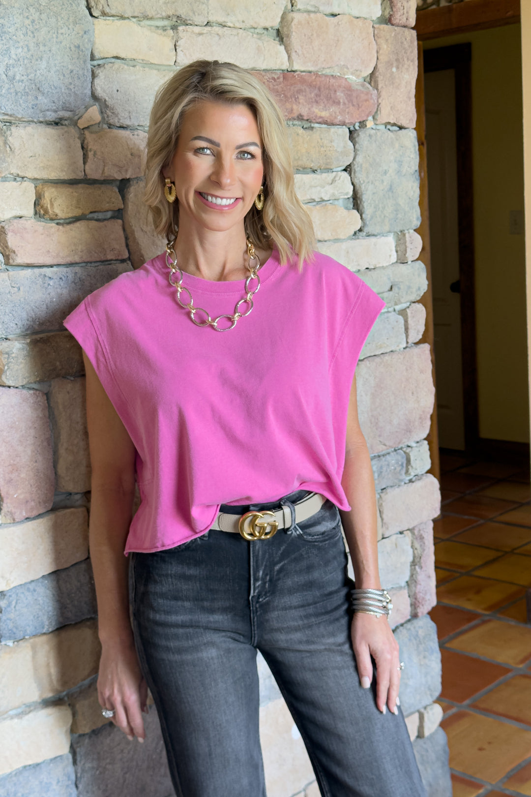 Coastal Ease Tee - Fuchsia