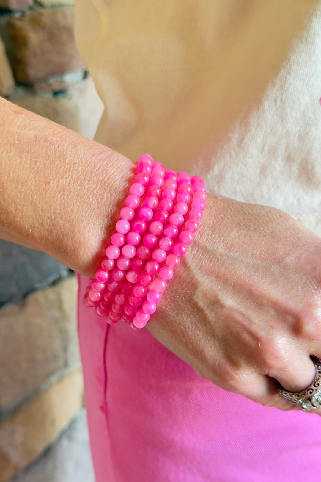 The Delilah Resin Bracelet Stack – Hot Pink