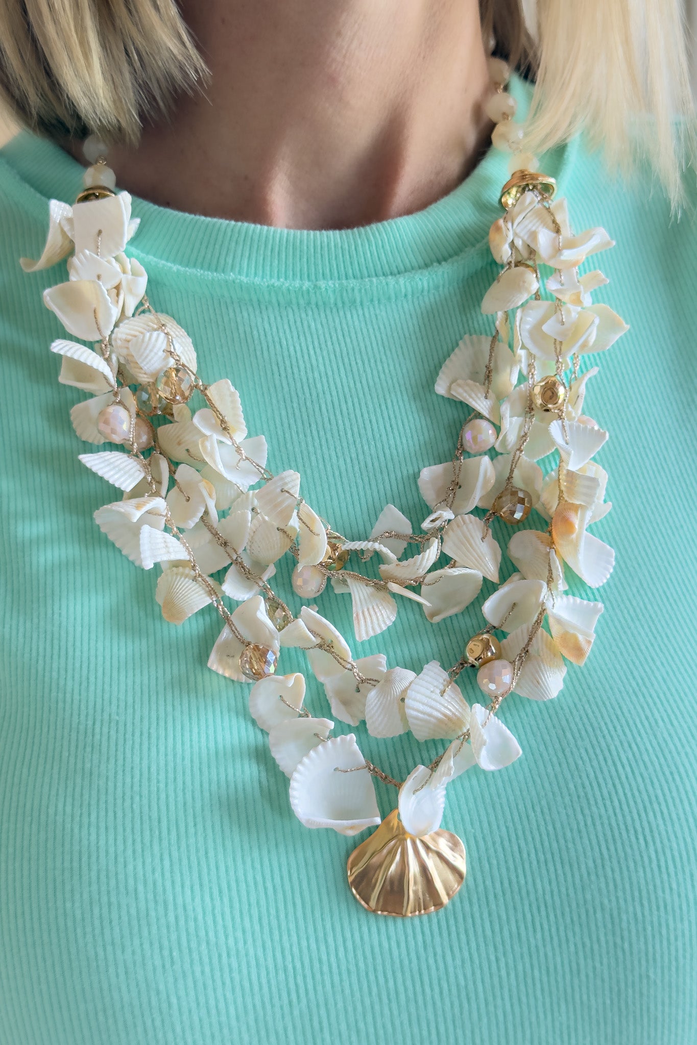 The Capri Shell Layered Necklace – Ivory Multi – Josephine's Boutique