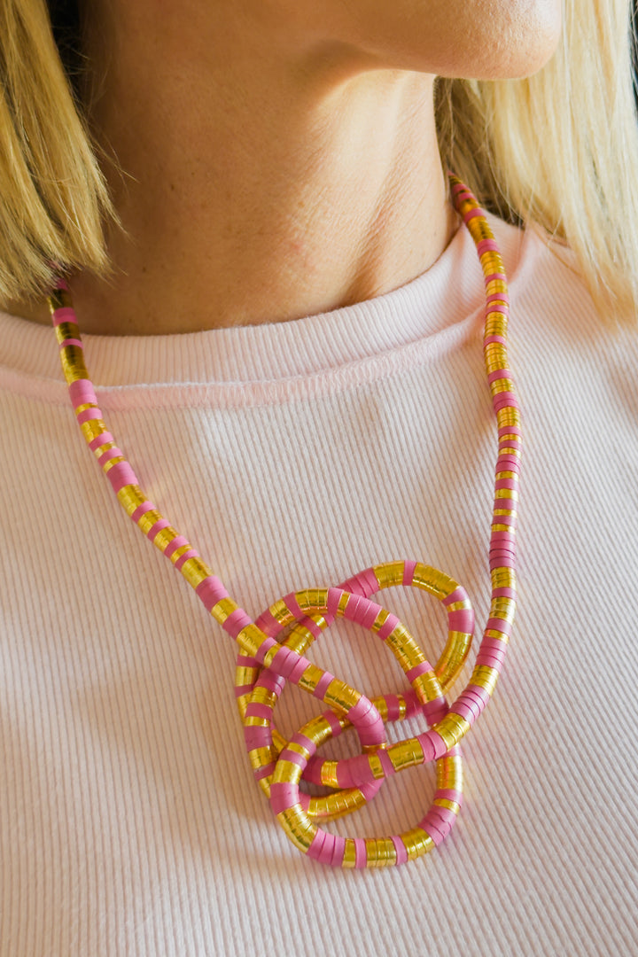 The Camille Luxe Wrap Necklace – Pink &amp; Gold