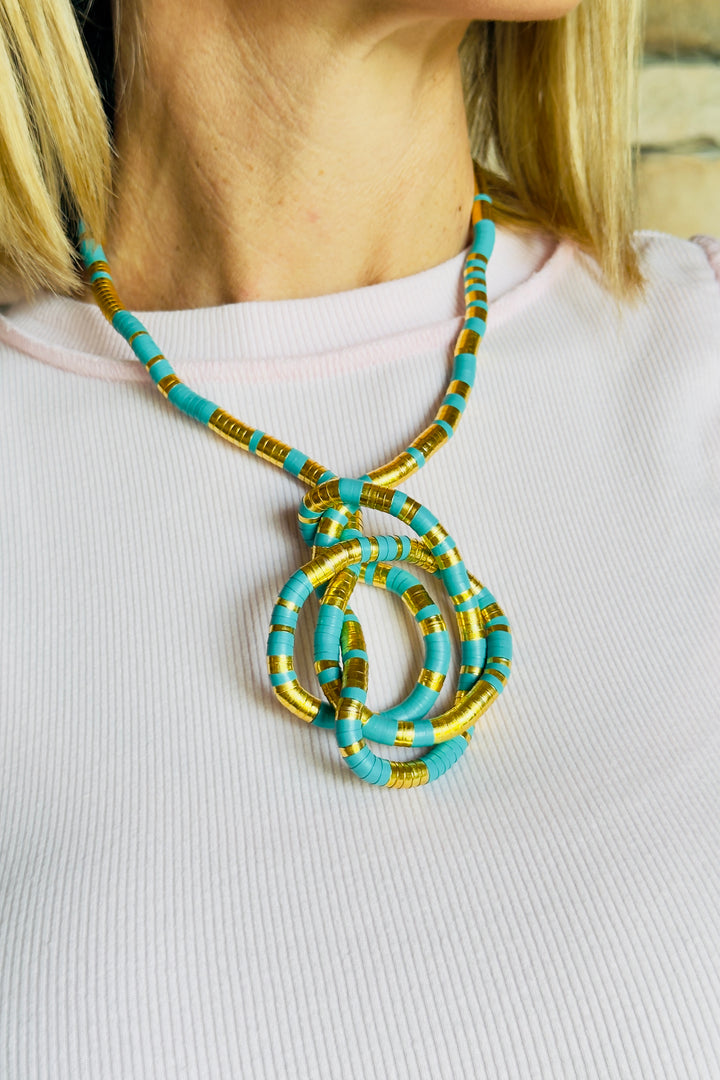 The Camille Luxe Wrap Necklace – Turquoise &amp; Gold